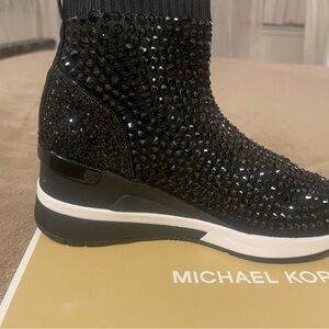 Michael Kors Black Crystal-Embellished Sneakers